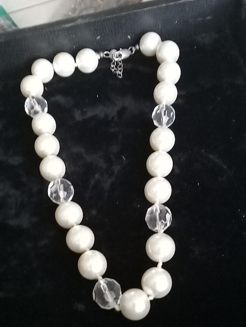Classic White Pearl and Clear Bead Necklace - Women Jewelry